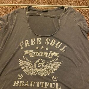 Torrid t shirt with cut hole